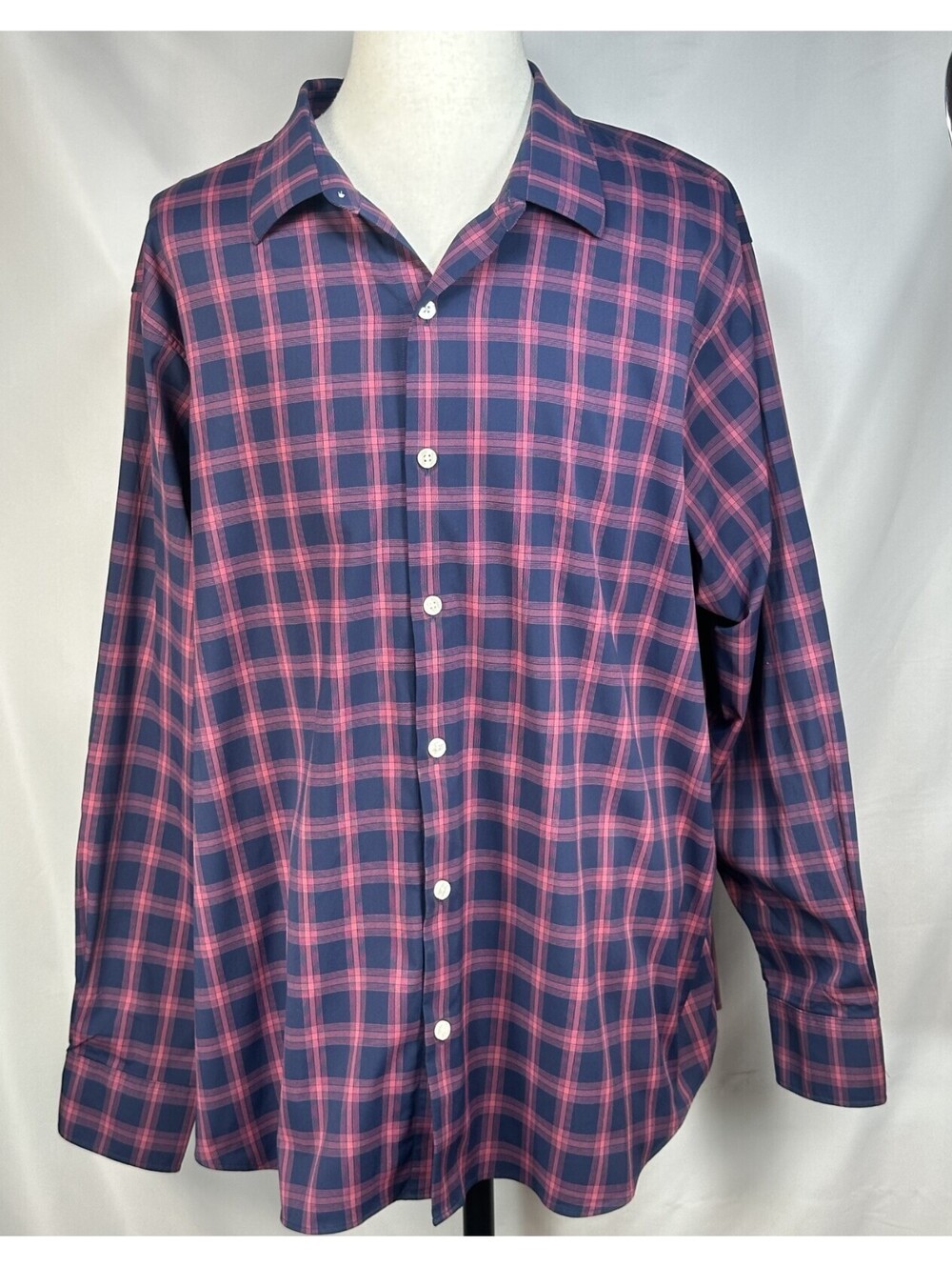 Bonobos Stretch Prominent Fit Button Up Red/Blue Mens 4XL